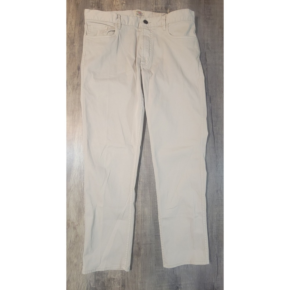 Faherty Brand Mens 5 Pocket Pants Cream Off White Cotton Stretch Size 33x29